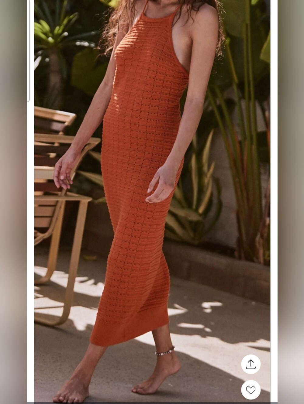 Free People MALLORCA Sleeveless Knit Midi Dress in Burnt Orange. SZ S. NEW